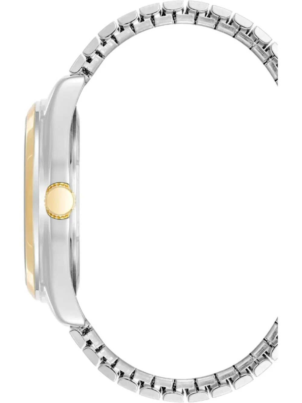 Men's Silver And Gold Analog Quartz Expansion Band Day-Date Function Round Watch